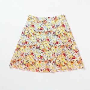 Express A-Line Cotton Knee Length Skirt Lined Floral Multicolor Women's Size 6